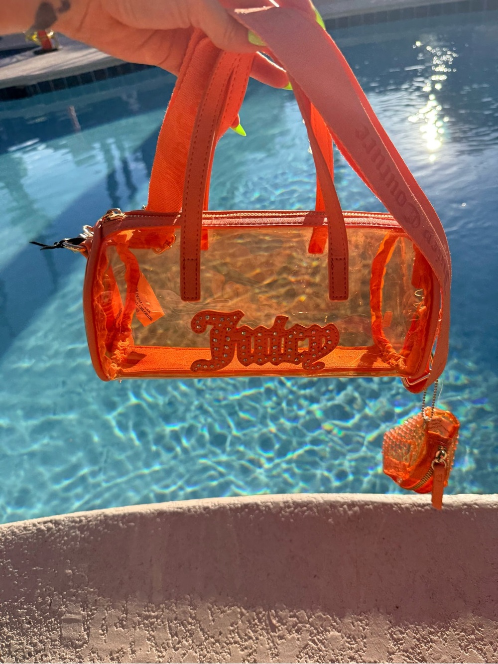 *NWT* Juicy Couture Neon Orange Clear Mini Tote